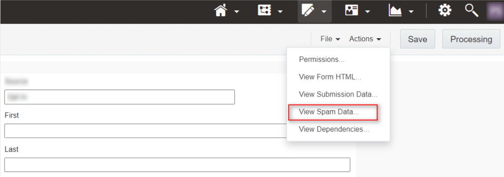 Retrieving form spam data