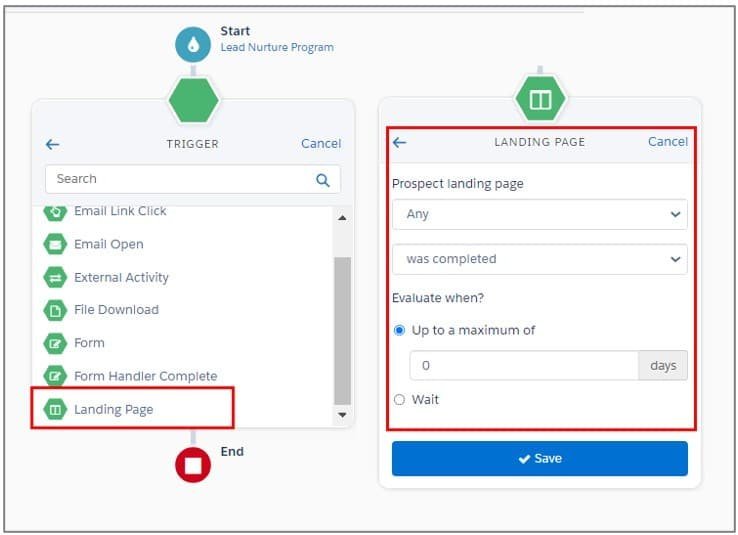 Marketing Cloud Account Engagement - Landing page trigger