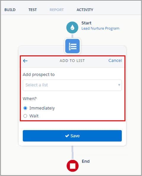Pardot Engagement Studio "Add to List" action in a flow