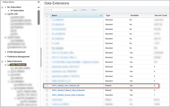 Filtered Data Extension - Before Automation