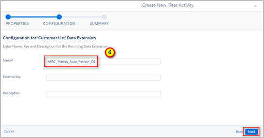 Naming Resulting Filtered Data Extension