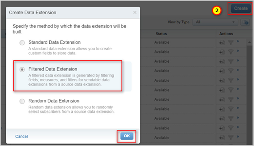 Creating New Filtered Data Extension