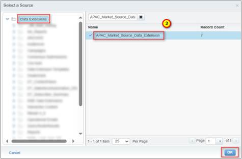 Select Source Data Extension