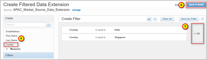 Set Filter Criteria to create filtered data extension