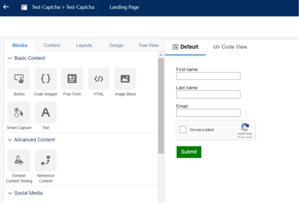 Form on SFMC Cloud Page with Google reCAPTCHA